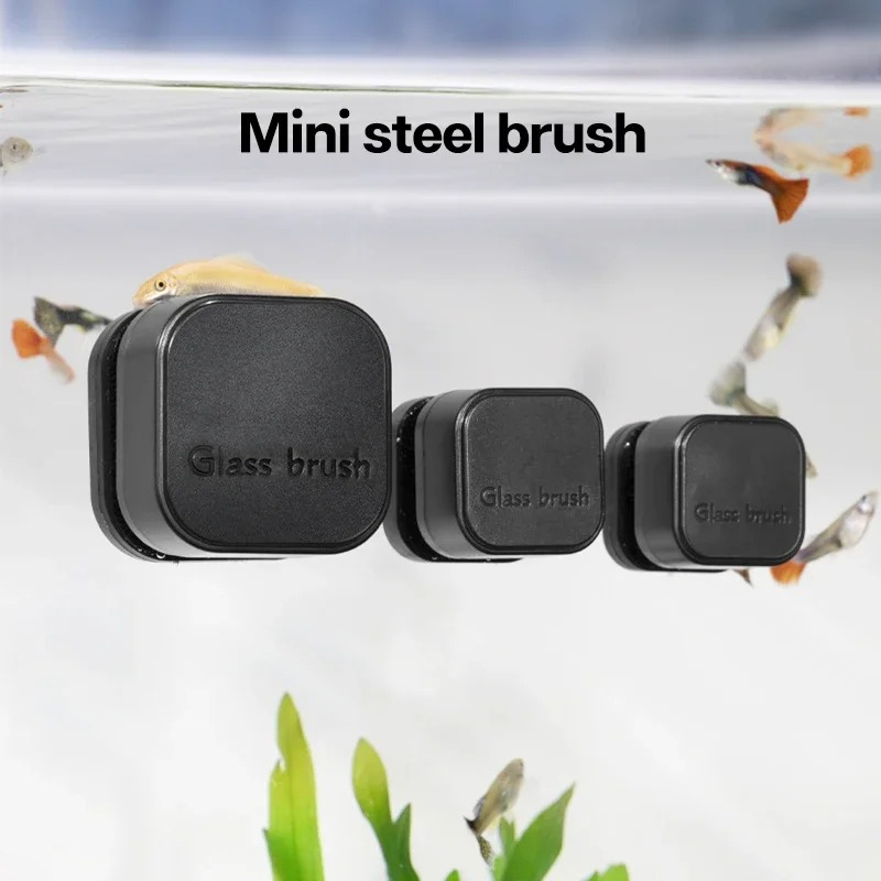 Aquarium Fish Maintenance - فرشاة مغناطيسية مربعة صغيرة، منظف زجاج