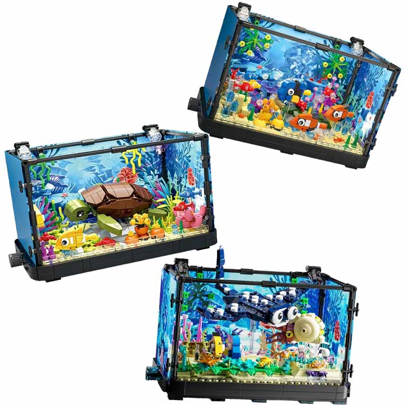Aquarium Fish Game - مجموعة مكعبات بناء حوض السمك مع