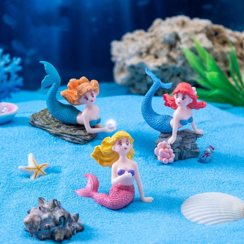 4 قطع من تماثيل حورية البحر ال - مراجعة Aquarium Fish Tank Price وسعره